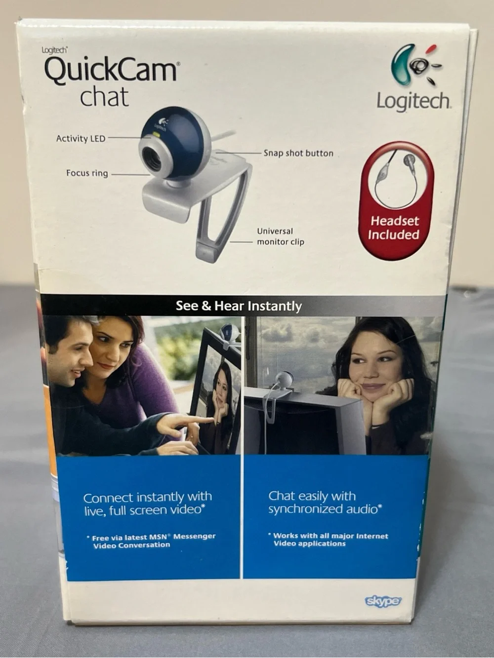 Logitech QuickCam Chat Webcam 961462-0403 New Sealed Vintage USB 2.0 w/ Headset